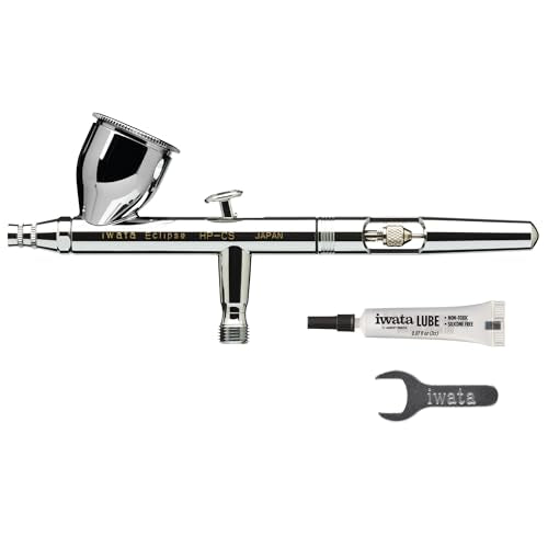Iwata Eclipse HP-CS Airbrush - Gravity Feed Dual Action, High-Flow Atomization for Fine Detail to Wide Coverage – E3 Nozzle, 0.24 oz Cup – Ideal for Artists, Model Painting, Cosplay & More