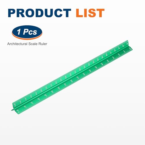HARFINGTON Architectural Scale Ruler 12" Standard Aluminum Alloy Green - color: Green, size: 12 Inch