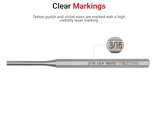 TEKTON 1/4 Inch Solid Punch | 66077 | Made in USA - size: 1/4 in., style: Solid