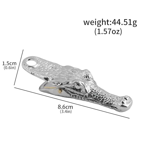 Vintage Crocodile Head Journal Clip - 3.4 Inch Heavy Duty Alligator Metal Book Clip Pin, Solid Decorative Bookmark Paper Organizer Notebook Holder Planner for Home Office Desk - color: Silver Clip
