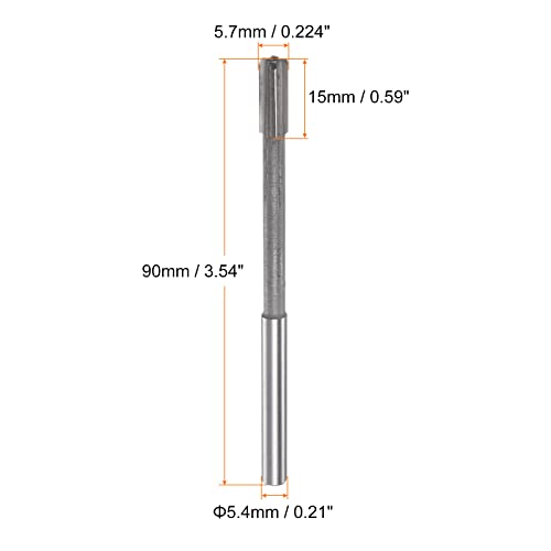 HARFINGTON Chucking Reamer 5.7mm H7 C1/K30 Carbide Tip Precision Straight Flutes Round Shank Lathe Machine Milling Cutter - size: 5.7mm