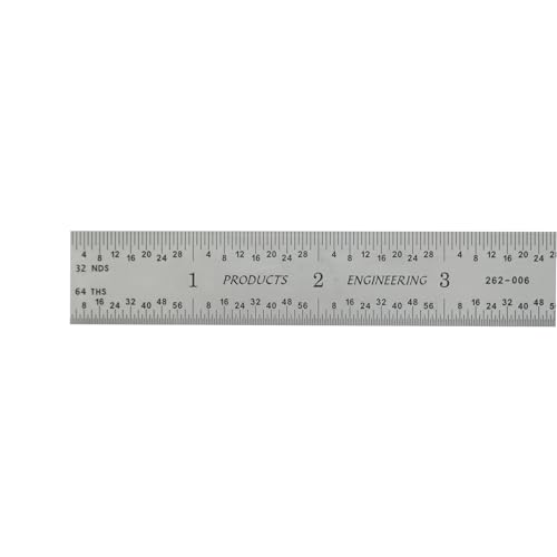 PEC Tools 6"/150mm Rigid Metal Ruler, Made in USA - color: Stainless Steel-Rigid, size: 6"/150mm