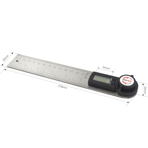 GemRed 82305 Digital Angle Finder Protractor Stainless Steel 7inch 200mm