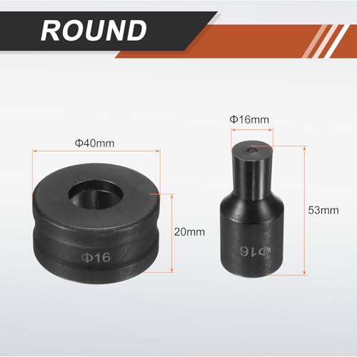 HARFINGTON Hydraulic Hole Punch Die 16mm Round Hole 40Cr Steel Electric Punching Kit for CH70 Electric Punching Machine, Black - size: 16mm