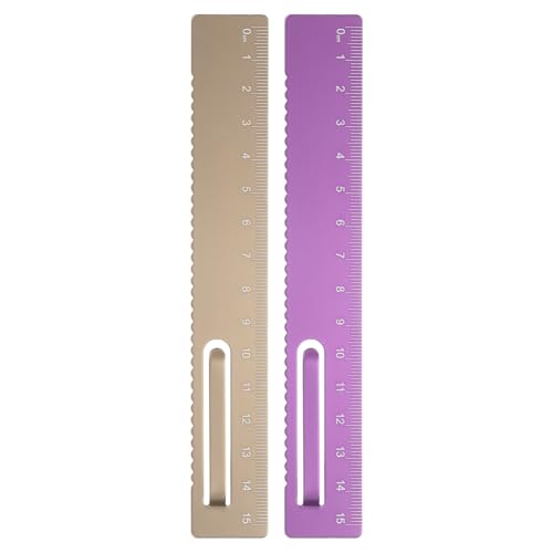 HARFINGTON 2pcs Straight Ruler 15cm Metal Bookmark Clip Ruler Gold/Rose - color: Gold/Rose