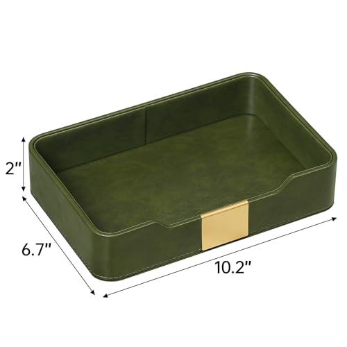 PU Leather Valet Tray, Nightstand Organizer, Catchall Tray, Green