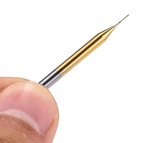 10Pcs 1/8'' Shank, 0.4mm Cutting Diameter,CNC End Mill, Titanium Coat Carbide End Mill Engraving Bits CNC Rotary Burrs Tool for PCB Mould Plastic Fiber Carbon Fiber Hardwood - size: 0.4mm