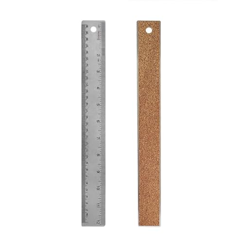 1 Pack 12-Inch Stainless Steel Metal Ruler with Non-Slip Cork Backing - color: 1 pcs(12 Inch)