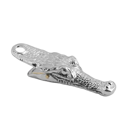 Vintage Crocodile Head Journal Clip - 3.4 Inch Heavy Duty Alligator Metal Book Clip Pin, Solid Decorative Bookmark Paper Organizer Notebook Holder Planner for Home Office Desk - color: Small Silver Clip