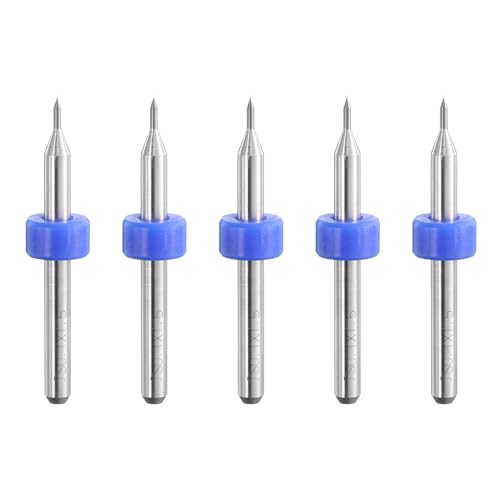 uxcell PCB Drill Bits 0.1mm Tungsten Carbide Rotary Tool Jewelry CNC Engraving Print Circuit Board Micro Drill Bits 1/8 Inch Shank 5 Pcs - color: Blue, size: 0.1mm