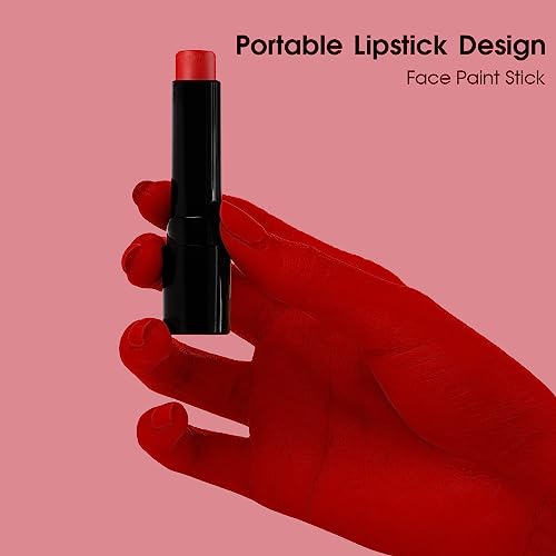 BADCOLOR Red Face Body Paint Eye Black Stick, Cream Blendable Face Painting Sticks for Sports Softball Football Baseball, Facepaint for Halloween Clown Joker Devil Cosplay Costume Parties Events - color: 1PCS Red