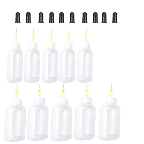 20pc 30ml & 50ml Precision Tip Applicator Bottles Kit - 10 Plastic Squeeze Bottles & 10 Black Syringe Caps for Liquid, Glue, Oil, Acrylic Paint - size: 30ml50ml-20pcs