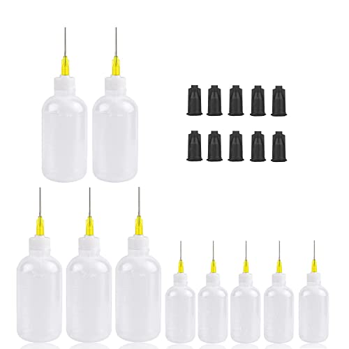 20pc 30ml & 50ml Precision Tip Applicator Bottles Kit - 10 Plastic Squeeze Bottles & 10 Black Syringe Caps for Liquid, Glue, Oil, Acrylic Paint - size: 30ml50ml-20pcs