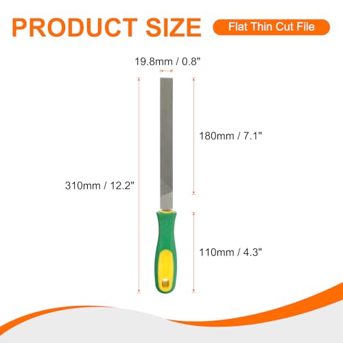 HARFINGTON Flat Thin Cut File 8" Double Cut Teeth High Carbon Steel Hand Rasp File with Plastic Handle for Metal Wood Deburring Removing - size: 8", style: Thin