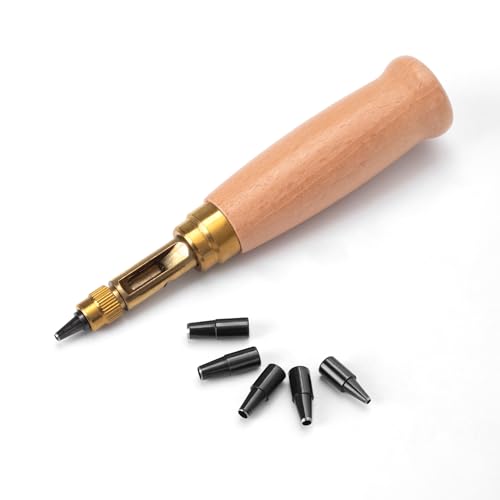 WUTA Adjustable Screw Hole Punch Automatic Interchangeable Heads Hole Punch Tool with 6 Tips Size 1.5mm/2mm/2.5mm/3mm/3.5mm/4mm