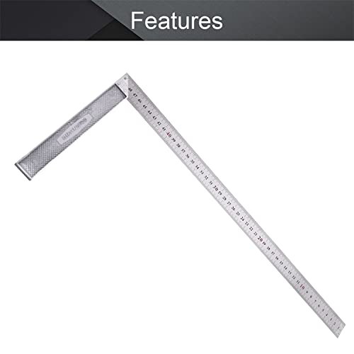 Utoolmart Right Angle Ruler,Framing Square Ruler,500mm / 19.7-inch Stainless Steel, L Shape Ruler, Framing Ruler, Try Square Ruler Tools for Carpenter Engineer 1 Pcs - size: square 500mm