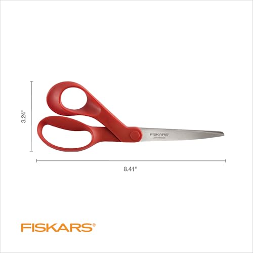 Fiskars 8" Left-Handed All-Purpose Scissors for Fabric & Crafts, Red - style: Left-Handed