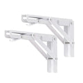 YUMORE Folding Shelf Brackets, 8 Inch Heavy Duty L Bracket, White, 2 Pack - color: White, size: 8 Inch