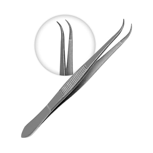 Fine Point - Micro Tweezers Forceps - Splinter Remover Pliers Stainless Steel Straight & Curved, Sets (6 pcs Set (3Str/3cud)) - size: 6 pcs Set (3Str/3cud)