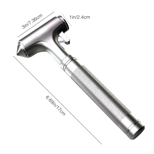 2-Pack Alloy Car Window Breaker with KM46 Tungsten Tip, 3-in-1 Glass Breaker & Seatbelt Cutter & Escape Hammer Car Emergency Rescue Tools for Tesla Model 3/Y/S/X/Cybertruck Accessories - color: Silver-2pcs