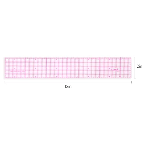 KEARING 2"x12" Clear Sewing Graph Ruler - PVC Plastic Pattern Grading Ruler - style: B70(12")