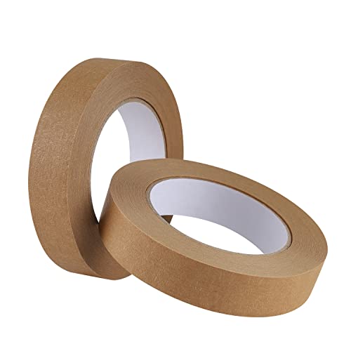 Lichamp 2 Pack Brown Painters Tape 1 inch, Brown Masking Tape 1 inch x 55 Yards x 2 Rolls (110 Total Yards)