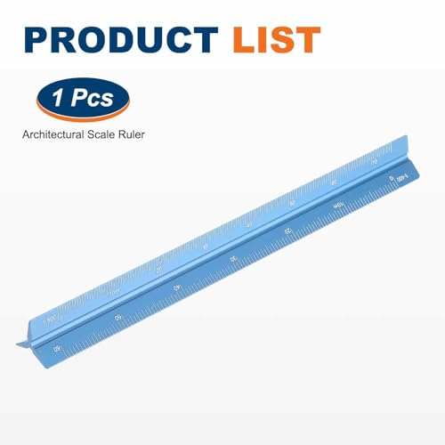 HARFINGTON Architectural Scale Ruler 7" Metric Aluminum Alloy Large Blue - color: Blue, size: 7 Inch