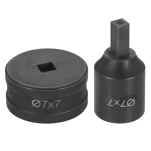 HARFINGTON Hydraulic Hole Punch Die 7x7mm Square Hole 40Cr Steel Electric Punching Kit for CH70 Electric Punching Machine, Black - size: 7x7mm