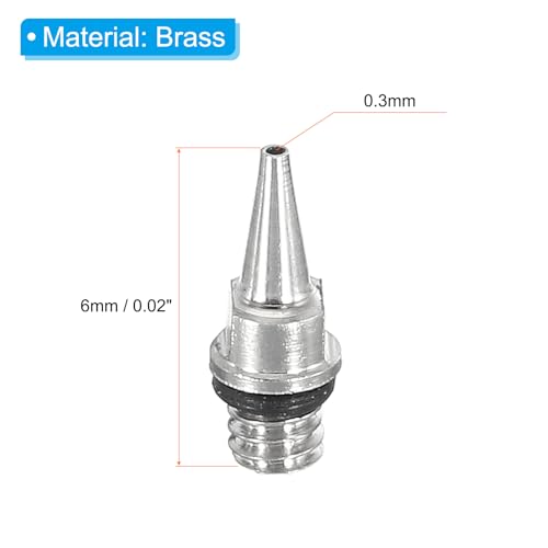 PATIKIL 3Pcs 0.3mm Air Brush Nozzle Only Brass Nozzle Replacement Parts Accessories for Air Brush Nozzle Art Craft Projects - size: 0.3mm