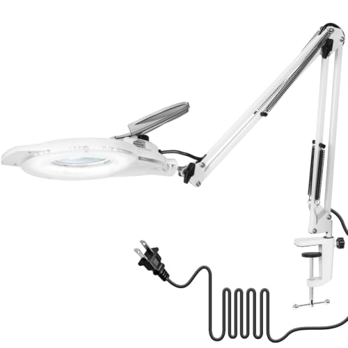 KIRKAS LED Magnifying Lamp with Clamp, 2,200 Lumens Dimmable 28in 12X - color: White 28in