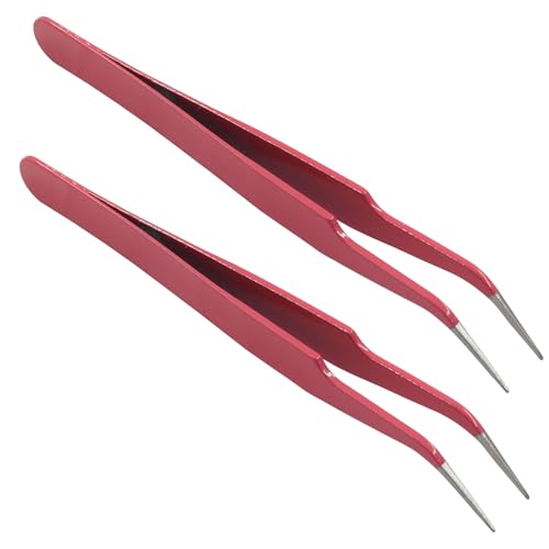 Murtenze 9 Pack Precision Tweezers, Stainless Steel, Pink - color: Pink