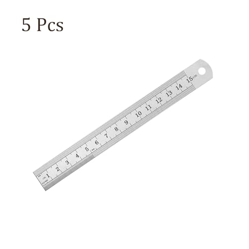 5pcs Metal Straight Edge Ruler 150mm 6" Stainless Steel cm Rulers