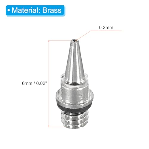 PATIKIL 3Pcs 0.2mm Air Brush Nozzle Only Brass Nozzle Replacement Parts Accessories for Air Brush Nozzle Art Craft Projects - size: 0.2mm