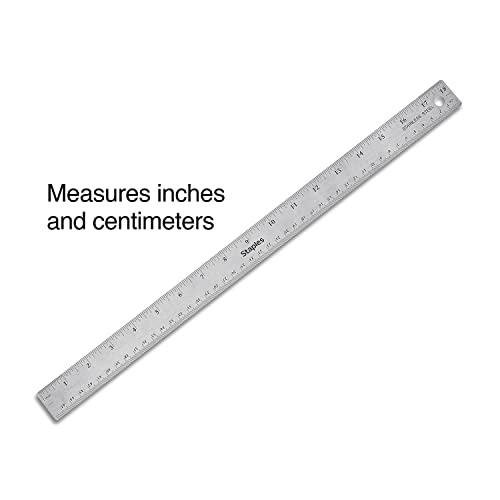 Staples 18-Inch Stainless Steel Ruler, Non-Slip Cork Base