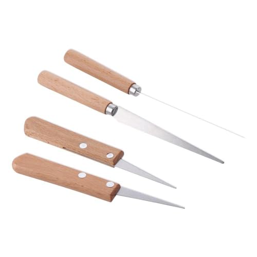 4Pcs Pottery Clay Tools Set,Wooden Handle Fettling Knife for Pottery Clay Sculpting Modeling Woodcrafter Artists DIY Lover