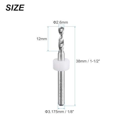 uxcell PCB Drill Bits 2.6mm Tungsten Carbide Rotary Tool Jewelry CNC Engraving Print Circuit Board Micro Drill Bits 1/8 Inch Shank 5 Pcs - color: White, size: 2.6mm