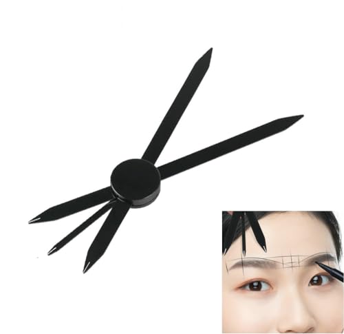 Brow Measuring Tool for Mapping, Stainless Steel Compass Eyebrow Ruler for Microblading Eyeliner Semi Permanent Makeup (Black) - color: Black