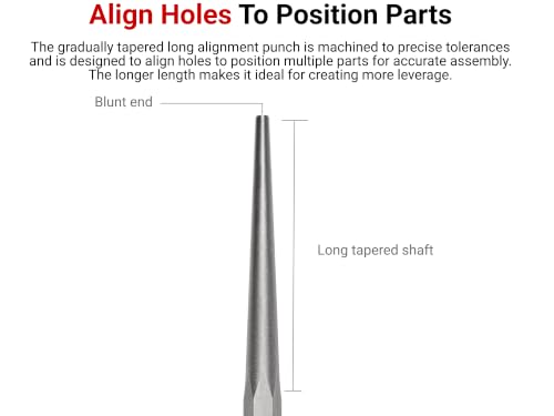 TEKTON 1/4 Inch Long Alignment Punch | 66277 | Made in USA - size: 1/4 in., style: Long Alignment