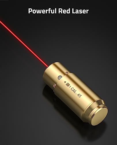 CVLIFE Bore Sight Laser 223 5.56mm/9mm/.243.308/12Gauge/7.62x39mm/.45acp Red Laser Bore Sighter with Batteries - style: .45acp