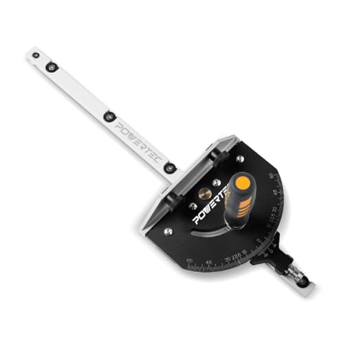 POWERTEC 71767 Precision Miter Gauge for Table Saw, with 11 Preset Angle Stops, Laser Engraved Angular Increments, and Spring-Loaded Indexing Pin - style: 11 Angle Stop Miter Gauge