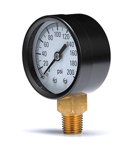H2O PRO 6 Pack 200 PSI Steel Pressure Gauge with 1/4 Inch Male NPT Connection, Measures Well Water Pressure, Model 024789…