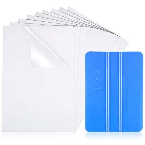 9 Sheets Windshield Sticker Applicator and Blue Plastic Hand Applicator Squeegee Static Cling Window Film Clear Car Window Stickers 4 x 6 Inches Automotive Decals, Easy to Remove and Reapply
