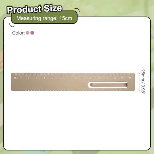 HARFINGTON 2pcs Straight Ruler 15cm Metal Bookmark Clip Ruler Gold/Rose - color: Gold/Rose