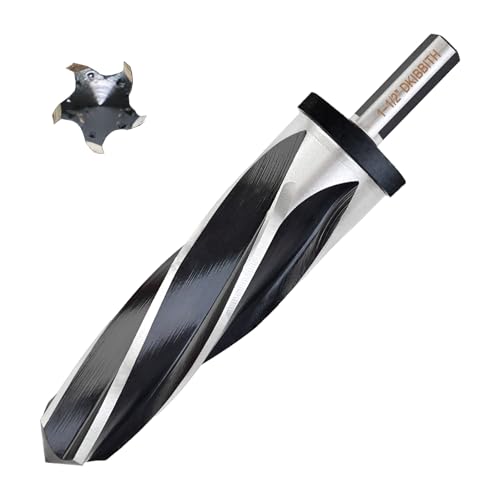 DKIBBITH 1-1/2" Bridge Construction Reamer Drill Bit, M2 HSS Taper Chucking Reamer for Steel Alloy Metal Wood Plastic, 1/2" Non-Slip Shank, 5-Spiral Flutes Car Reamer, to Align or Enlarge Holes, 38mm - size: 1-1/2"