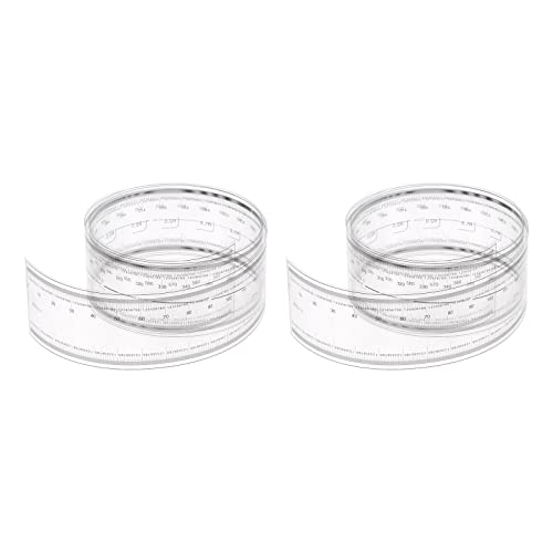 HARFINGTON 2pcs Film Flexible Ruler 60cm 0.1mm Scale with R Angle & Width Lines PET Plastic Folding Straight Ruler Calibration Soft Ruler Measuring Tool for Factory, Transparent - size: 60cm
