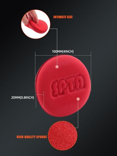 SPTA 10Pcs Foam Wax Applicator Pads, 4inch Hand Wax Pad(Red), Soft Car Detailing Sponges,Supreme Shine Pad, for Car Cleaning, for Car Detail Cleaning, Waxing pad - color: 10pcs Foam Applicator Pads 3