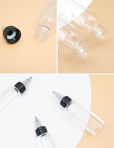 EOSAU 10 Pcs 2oz Clear Plastic Squeeze Bottles for Liquids, Twist Top Cap - color: Clear, size: 2oz 10Pack