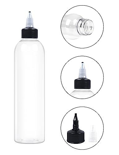 EOSAU 12 Pcs 8oz Clear Plastic Squeeze Bottles for Liquids, Twist Top Cap - color: Clear, size: 8oz 12Pack
