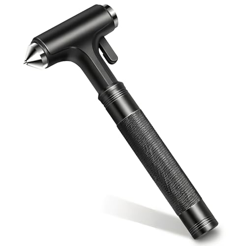 Tesla Glass Breaker Window Breaker Seatbelt Cutter Safety Hammer Car Window Breaker Tool Seatbelt Cutter Emergency Rescue Tools Metal Window Hammer Model Y/3/X/S Car Accessories (Black) - color: Black