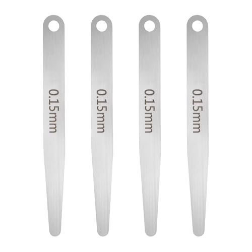 HARFINGTON 4pcs Metric Thickness Feeler Gauge 0.15mm Single Blade Oval Feeler Gauge 304 Stainless Steel Gap Measuring Tool for Repair Valve Guitar Spark Plug - size: 0.15mm